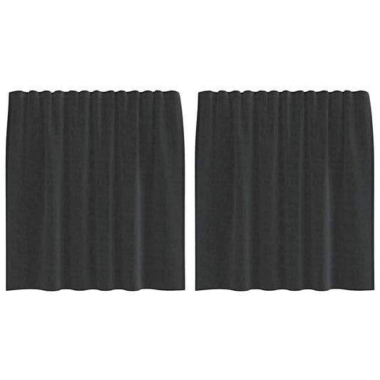 vidaXL Voile Curtains with Tab Top 2 pcs Black