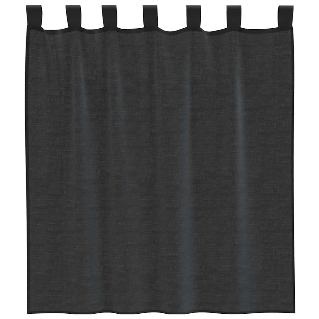 vidaXL Voile Curtains with Tab Top 2 pcs Black