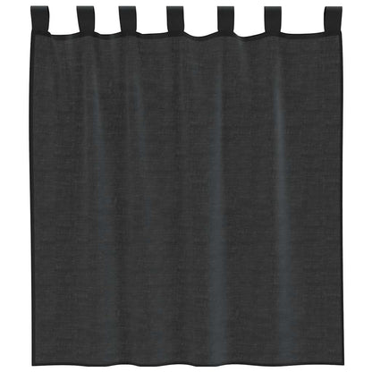 vidaXL Voile Curtains with Tab Top 2 pcs Black