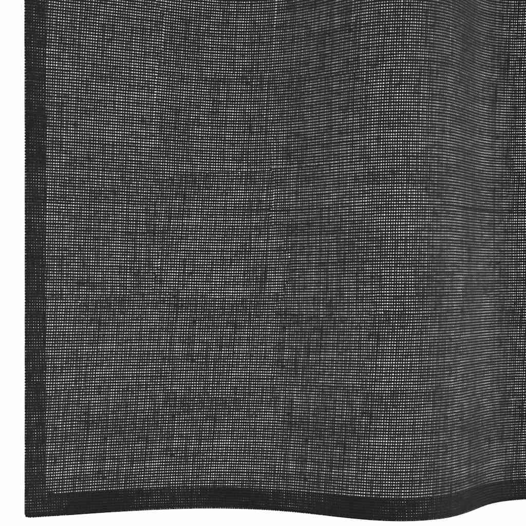 vidaXL Voile Curtains with Tab Top 2 pcs Black