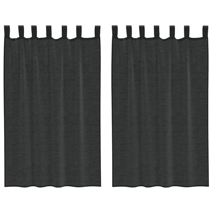 vidaXL Voile Curtains with Tab Top 2 pcs Black