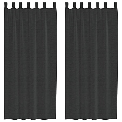 vidaXL Voile Curtains with Tab Top 2 pcs Black