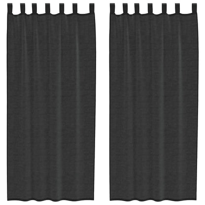 vidaXL Voile Curtains with Tab Top 2 pcs Black