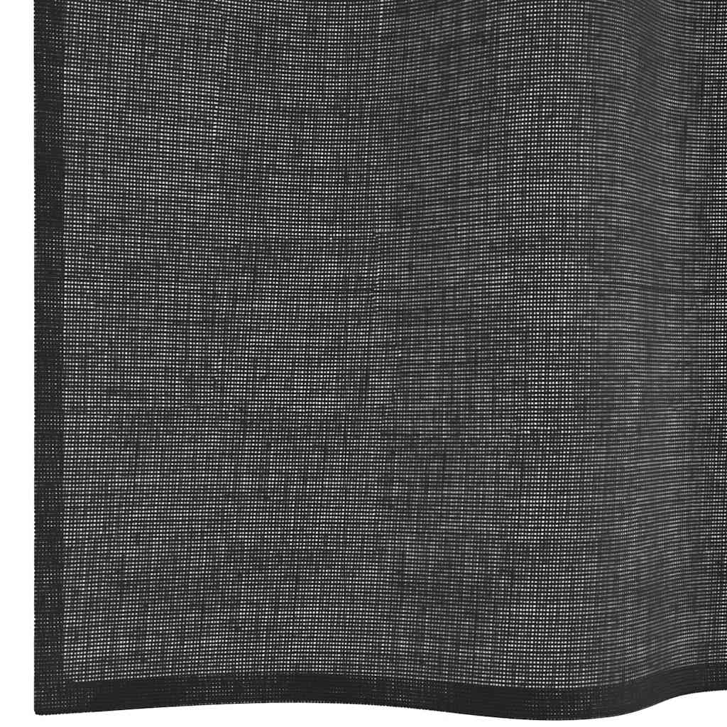 vidaXL Voile Curtains with Tab Top 2 pcs Black