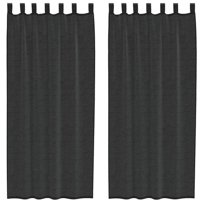 vidaXL Voile Curtains with Tab Top 2 pcs Black