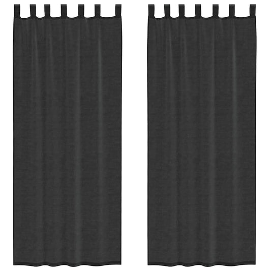 vidaXL Voile Curtains with Tab Top 2 pcs Black
