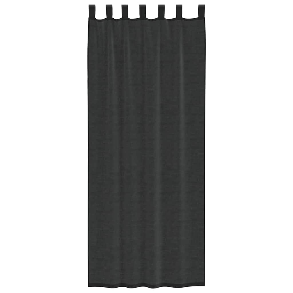 vidaXL Voile Curtains with Tab Top 2 pcs Black