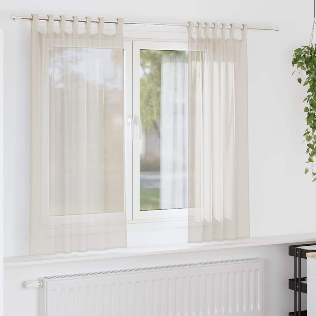 vidaXL Voile Curtains with Tab Top 2 pcs Cream