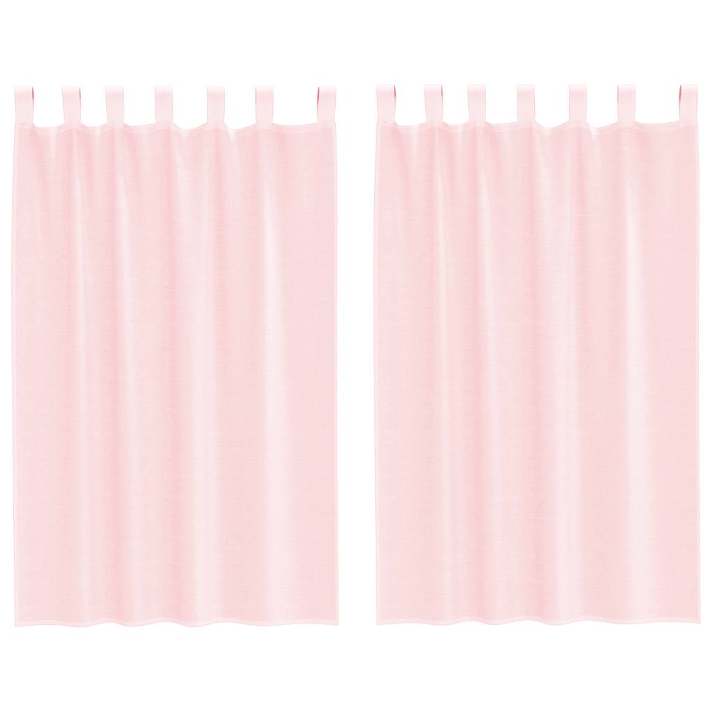 vidaXL Voile Curtains with Loops 2 pcs Light Pink 140x175 cm