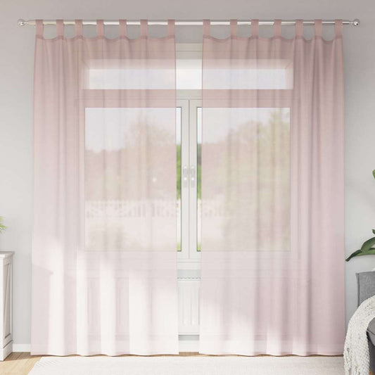vidaXL Voile Curtains with Loops 2 pcs Light Pink 140x245 cm