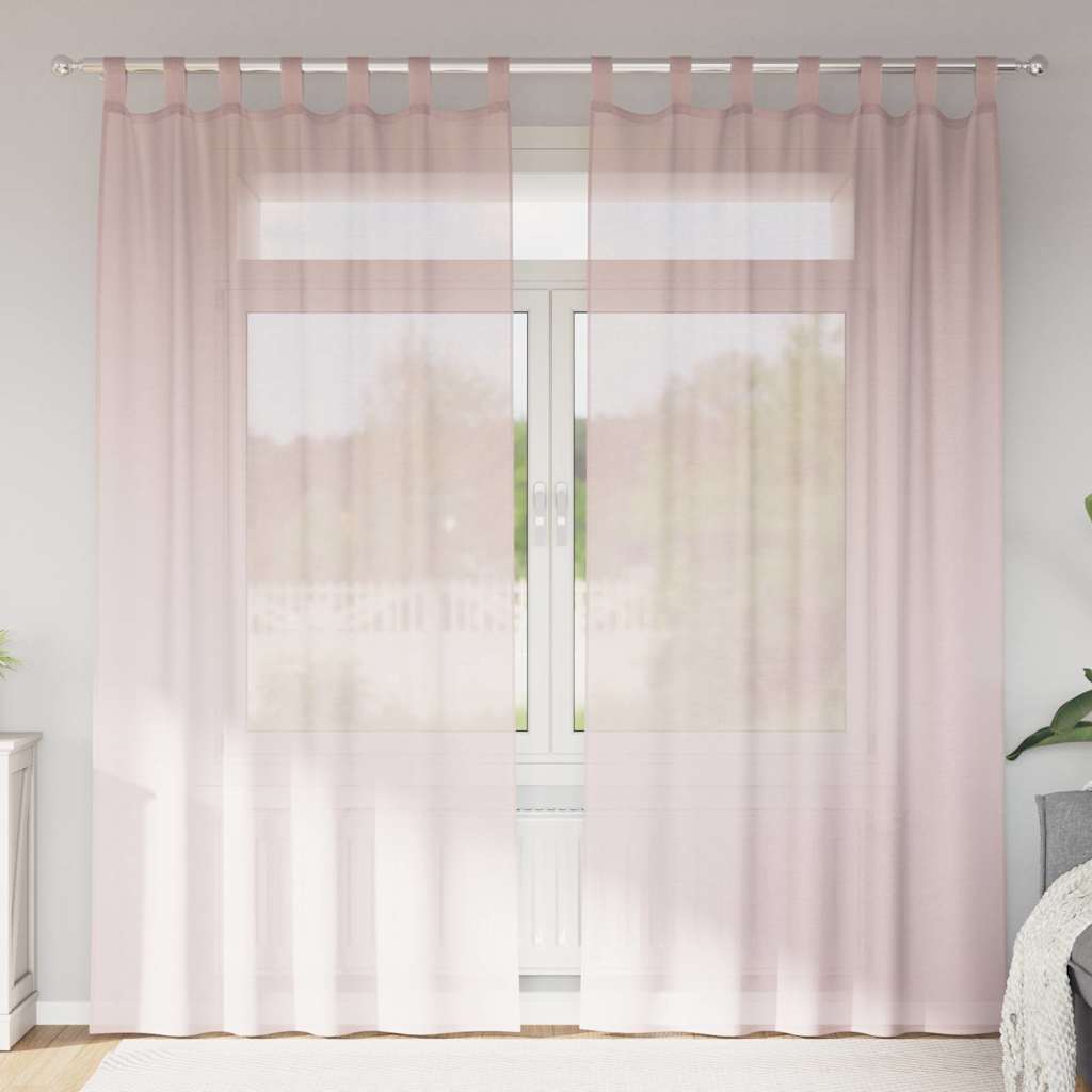 vidaXL Voile Curtains with Loops 2 pcs Light Pink 140x245 cm