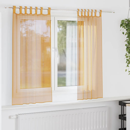 vidaXL Voile Curtains with Loops 2 pcs Orange 140x140 cm