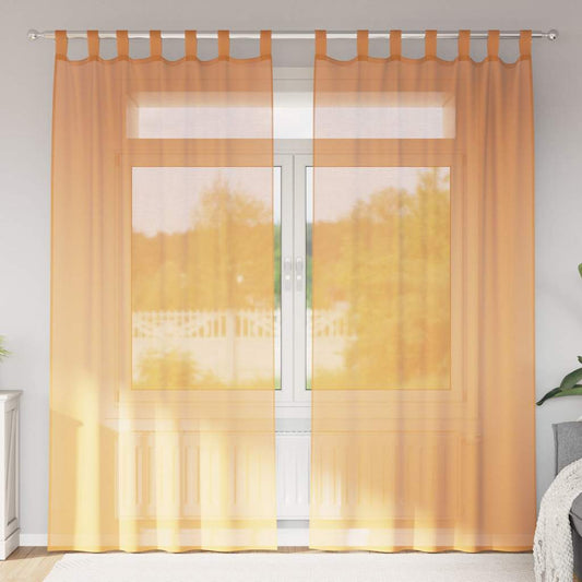 vidaXL Voile Curtains with Loops 2 pcs Orange 140x225 cm