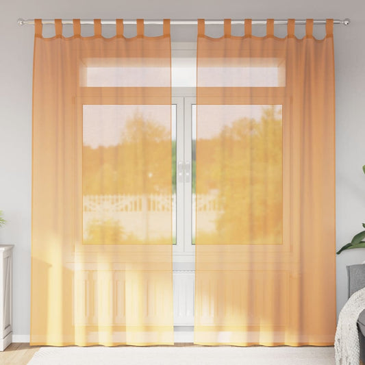 vidaXL Voile Curtains with Loops 2 pcs Orange 140x245 cm