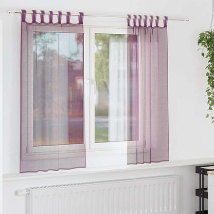 vidaXL Voile Curtains with Loops 2 pcs Purple 140x140 cm
