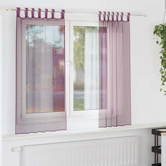 vidaXL Voile Curtains with Loops 2 pcs Purple 140x140 cm