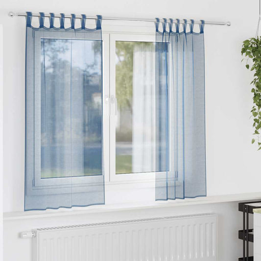 vidaXL Voile Curtains with Loops 2 pcs Royal Blue 140x140 cm