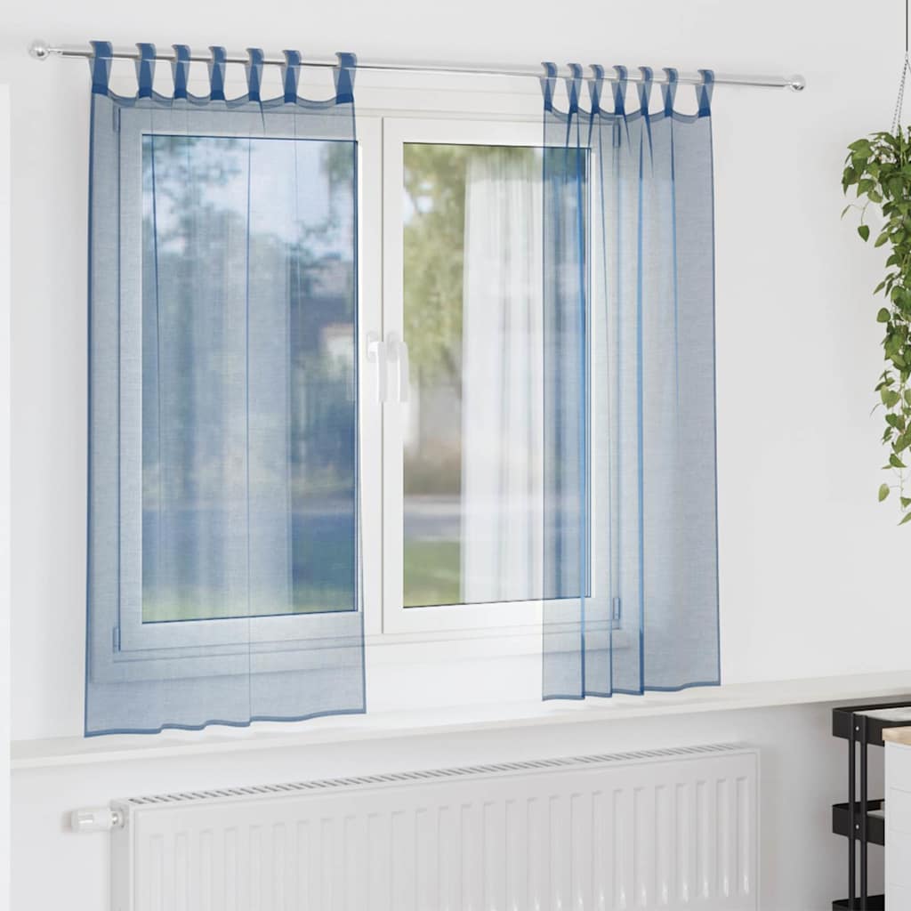 vidaXL Voile Curtains with Loops 2 pcs Royal Blue 140x175 cm