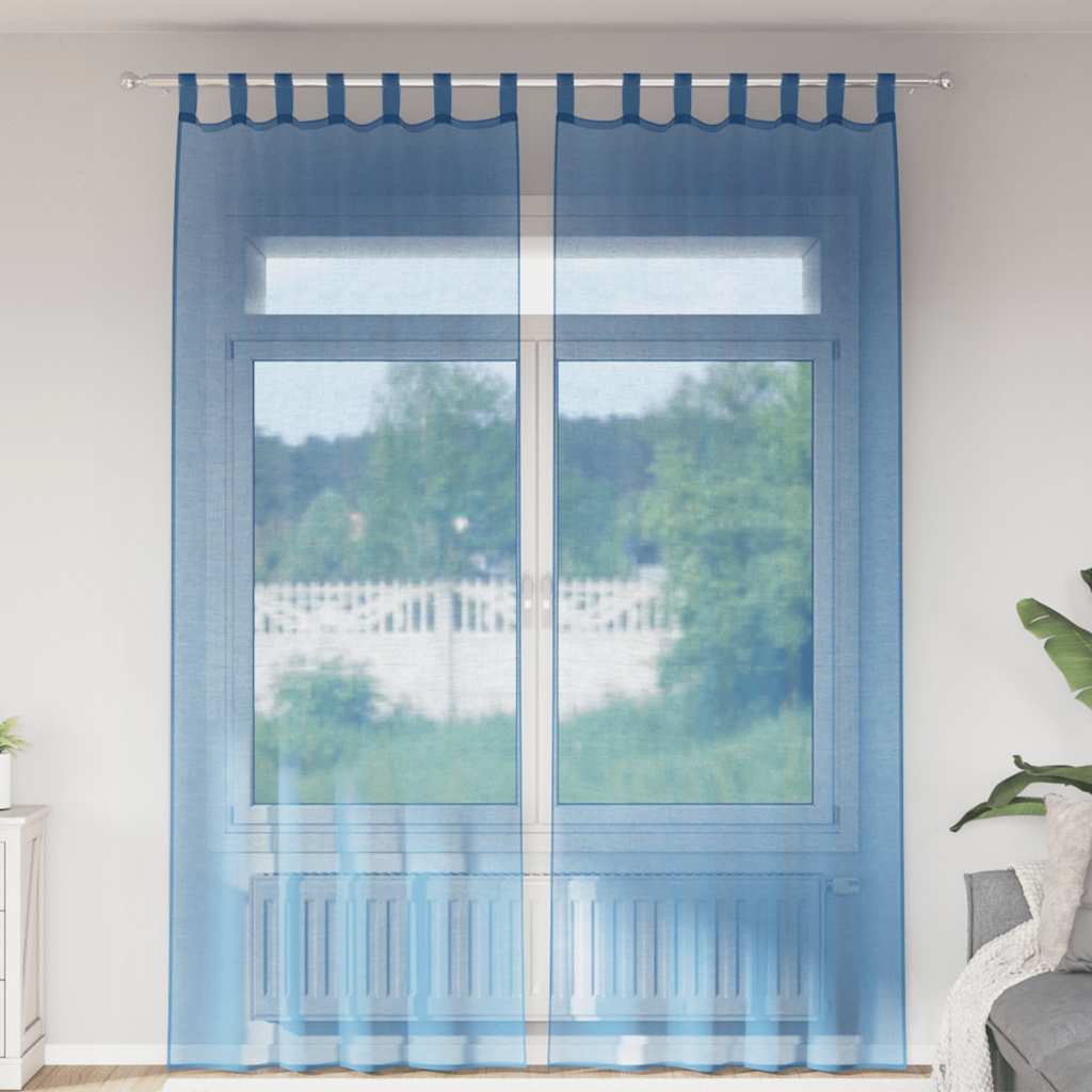 vidaXL Voile Curtains with Loops 2 pcs Royal Blue 140x260 cm