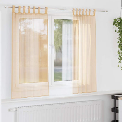 vidaXL Voile Curtains with Loops 2 pcs Sand 140x140 cm