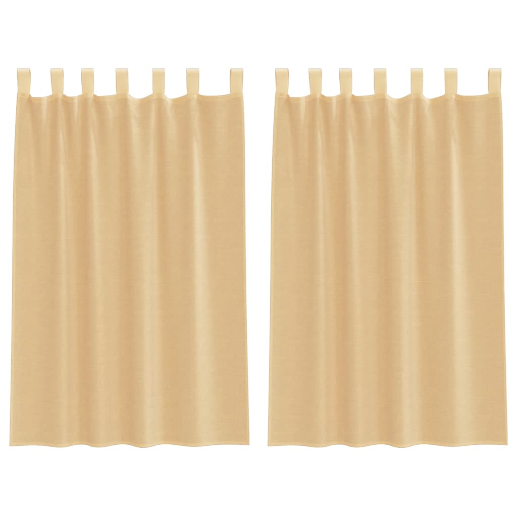 vidaXL Voile Curtains with Loops 2 pcs Sand 140x175 cm