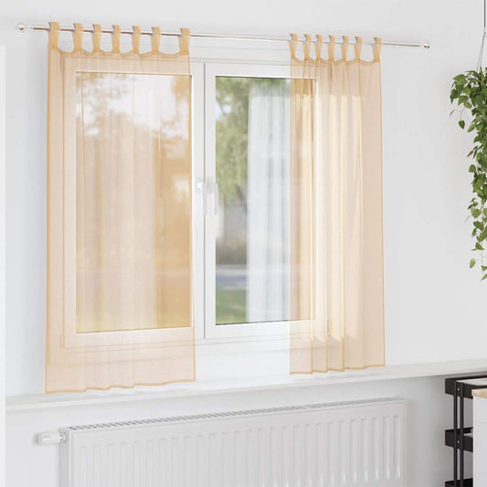 vidaXL Voile Curtains with Loops 2 pcs Sand 140x175 cm