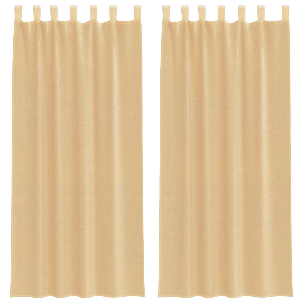 vidaXL Voile Curtains with Loops 2 pcs Sand 140x225 cm