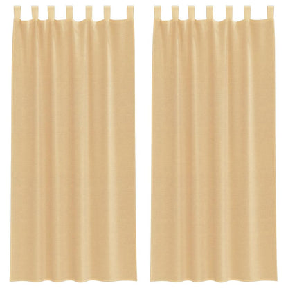 vidaXL Voile Curtains with Loops 2 pcs Sand 140x225 cm