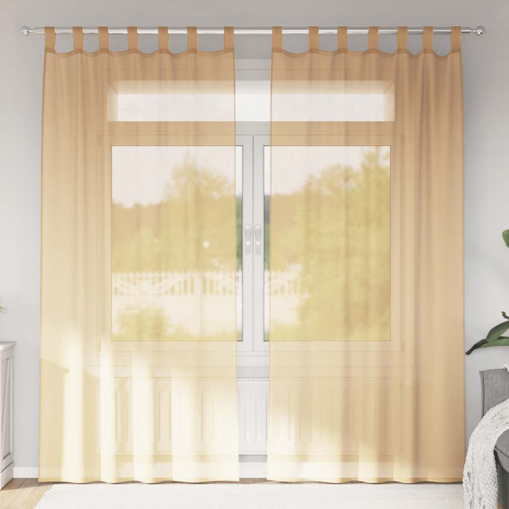 vidaXL Voile Curtains with Loops 2 pcs Sand 140x225 cm