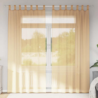 vidaXL Voile Curtains with Loops 2 pcs Sand 140x245 cm