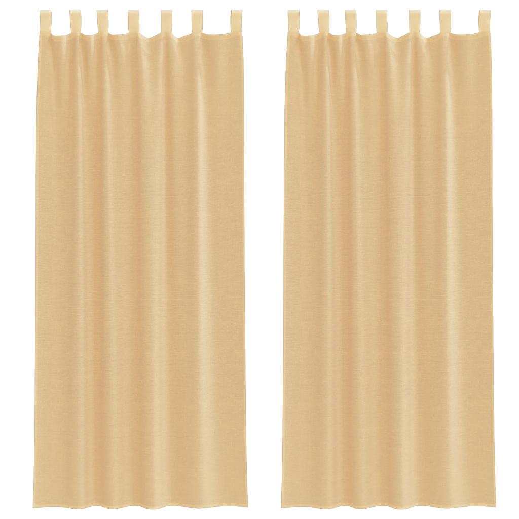 vidaXL Voile Curtains with Loops 2 pcs Sand 140x260 cm