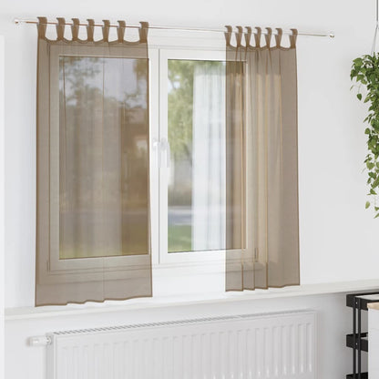 vidaXL Voile Curtains with Loops 2 pcs Light Brown 140x140 cm