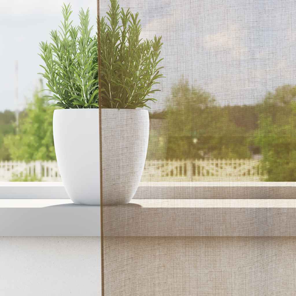 vidaXL Voile Curtains with Loops 2 pcs Light Brown 140x175 cm