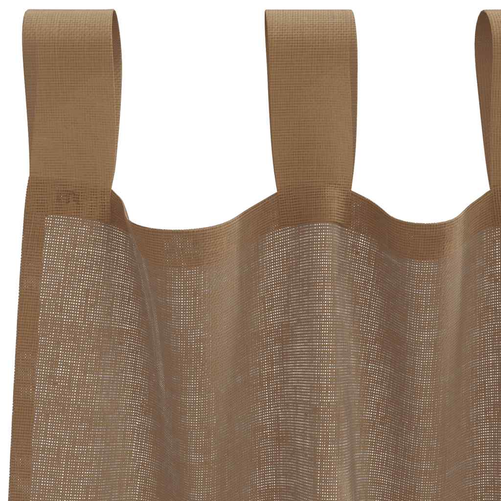 vidaXL Voile Curtains with Loops 2 pcs Light Brown 140x175 cm