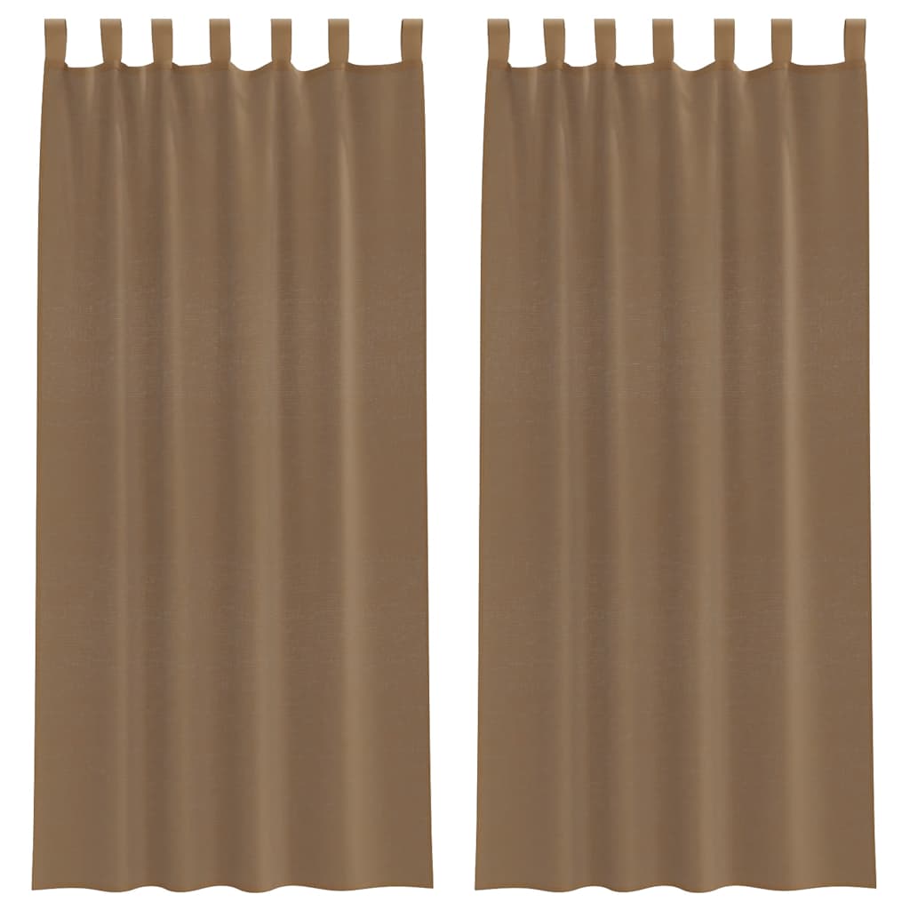 vidaXL Voile Curtains with Loops 2 pcs Light Brown 140x225 cm