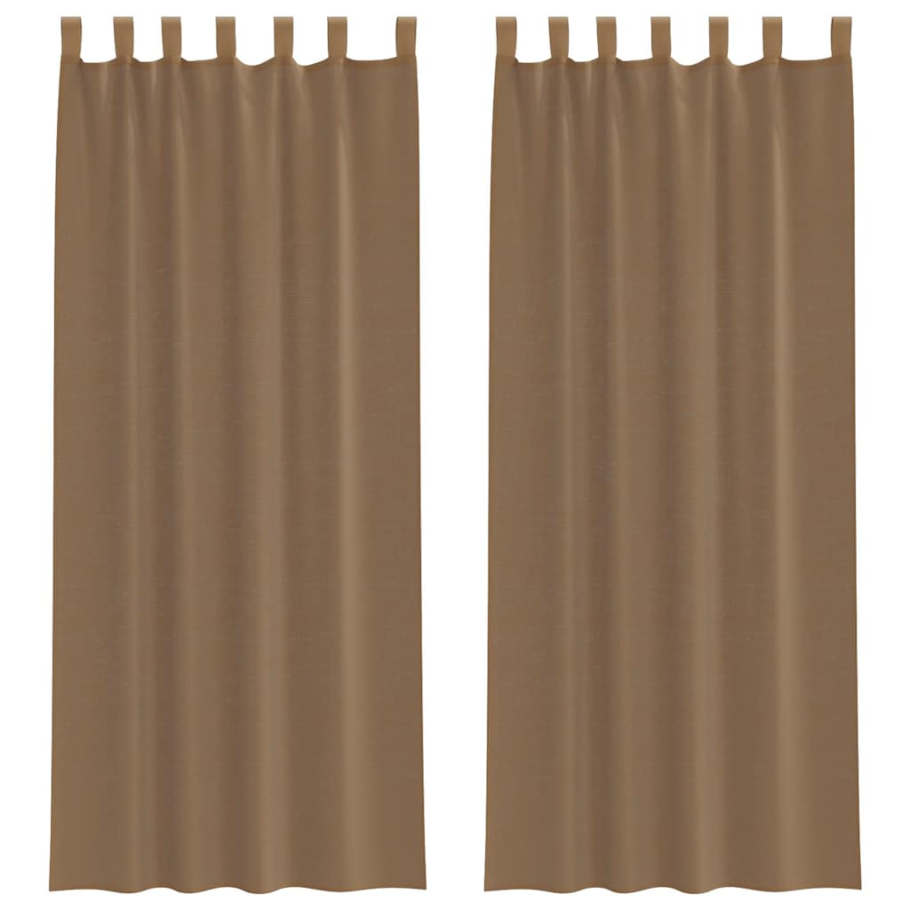 vidaXL Voile Curtains with Loops 2 pcs Light Brown 140x260 cm
