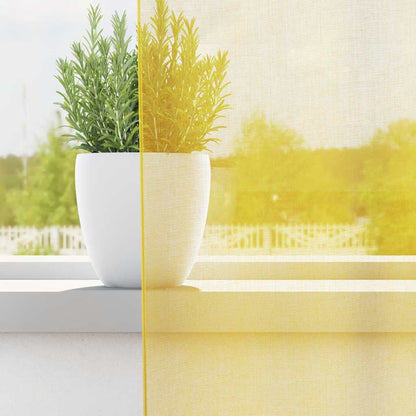 vidaXL Voile Curtains with Loops 2 pcs Yellow 140x140 cm