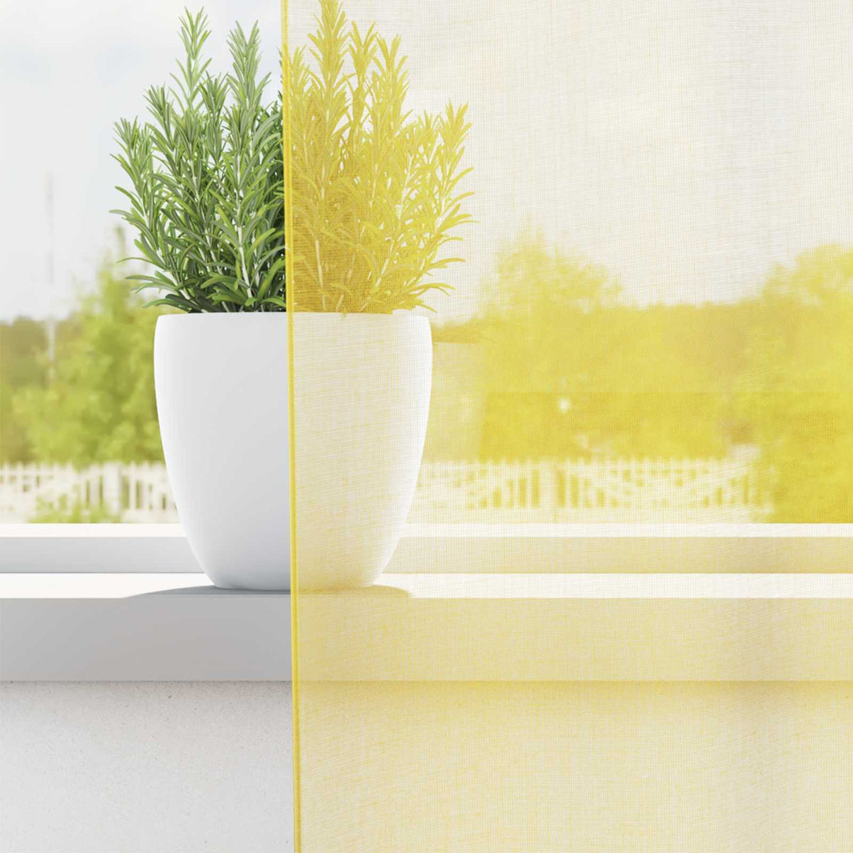 vidaXL Voile Curtains with Loops 2 pcs Yellow 140x140 cm