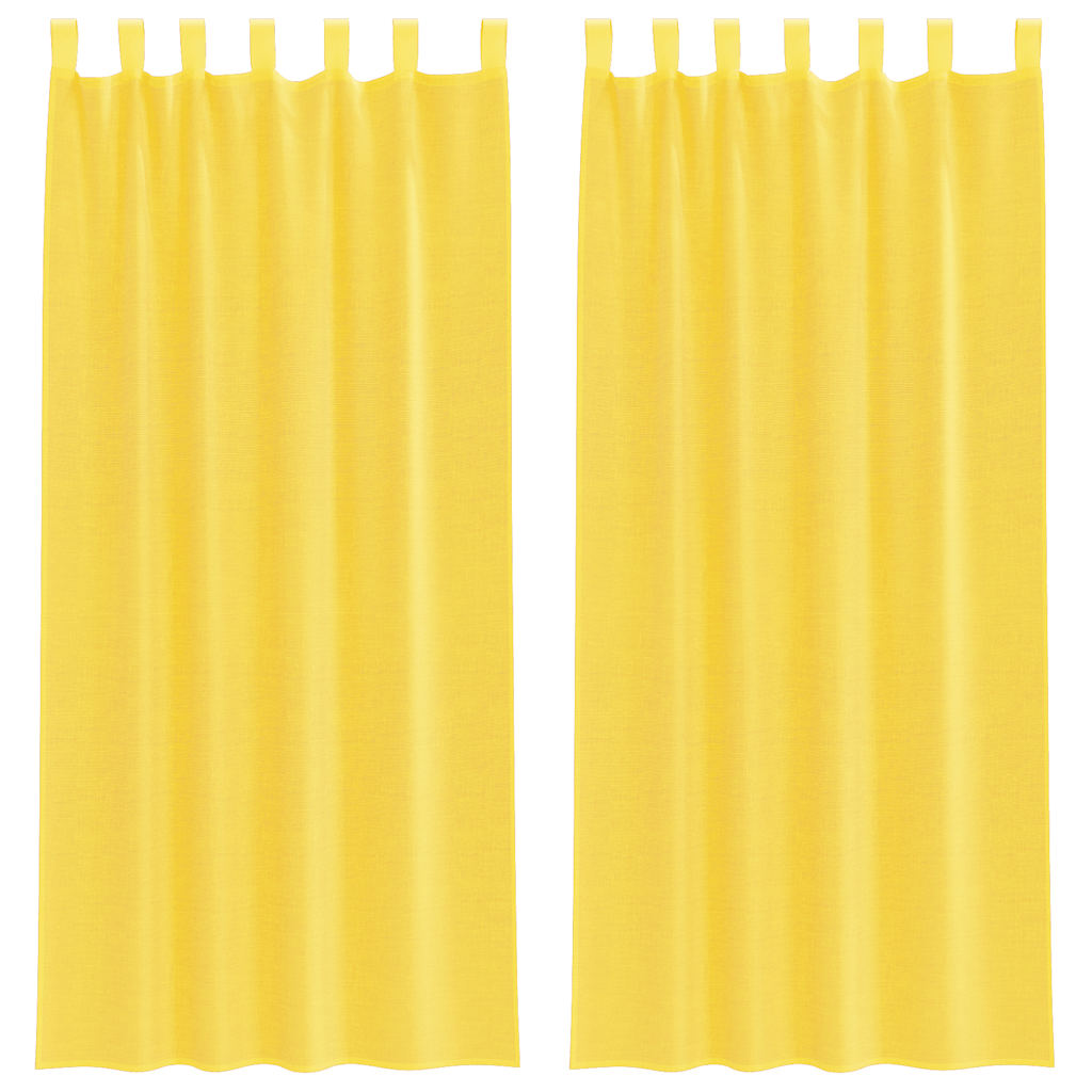 vidaXL Voile Curtains with Loops 2 pcs Yellow 140x225 cm