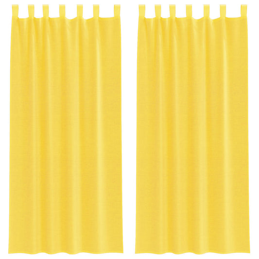 vidaXL Voile Curtains with Loops 2 pcs Yellow 140x225 cm