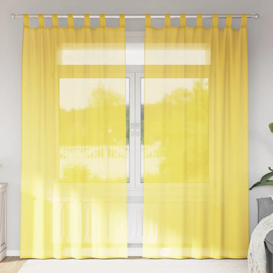 vidaXL Voile Curtains with Loops 2 pcs Yellow 140x245 cm