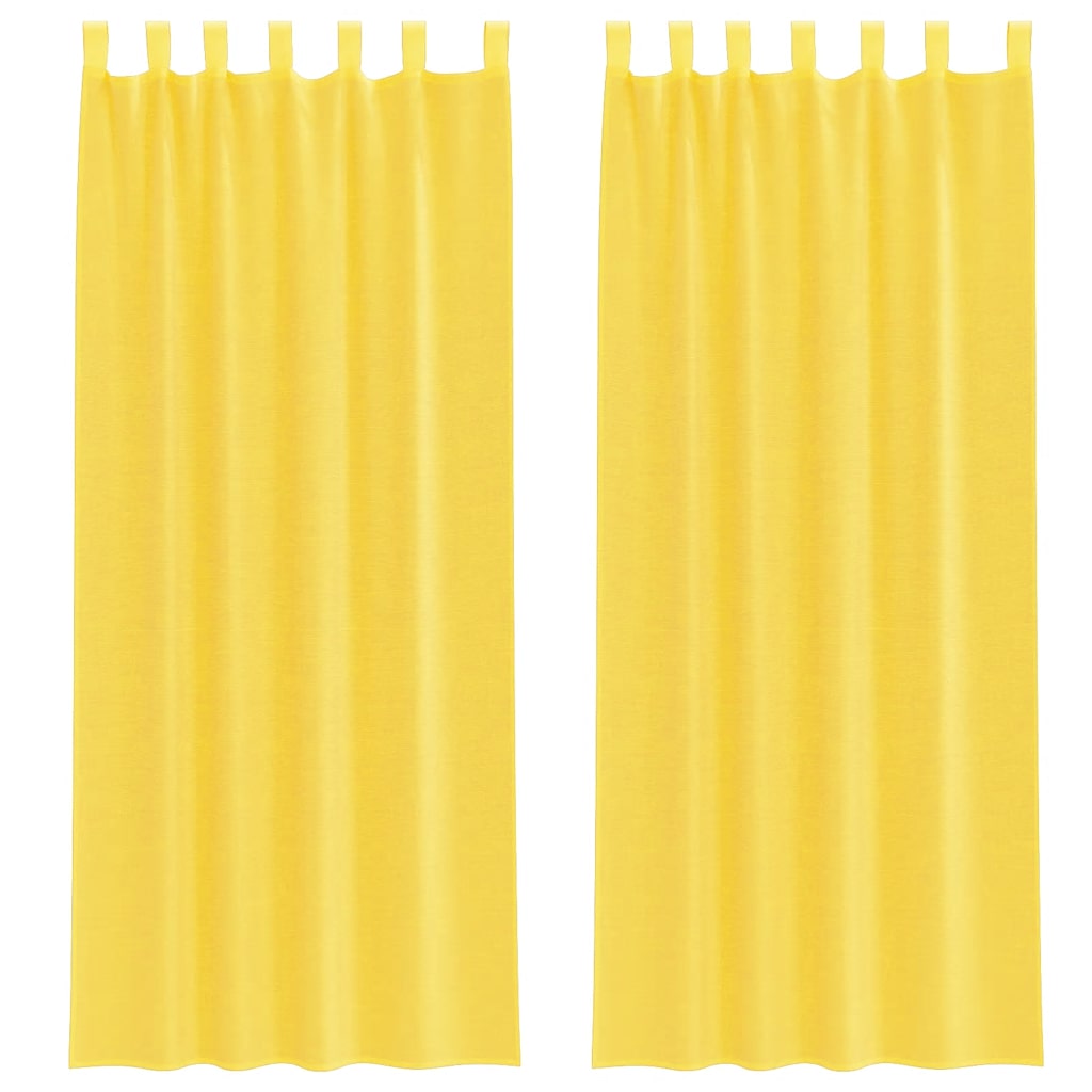 vidaXL Voile Curtains with Loops 2 pcs Yellow 140x260 cm