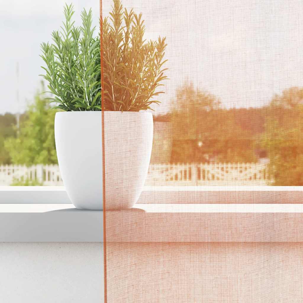 vidaXL Voile Curtains with Loops 2 pcs Terracotta 140x140 cm