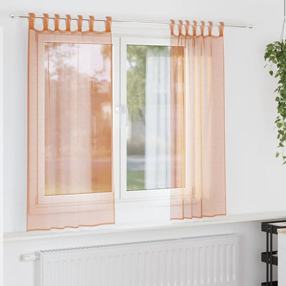 vidaXL Voile Curtains with Loops 2 pcs Terracotta 140x175 cm