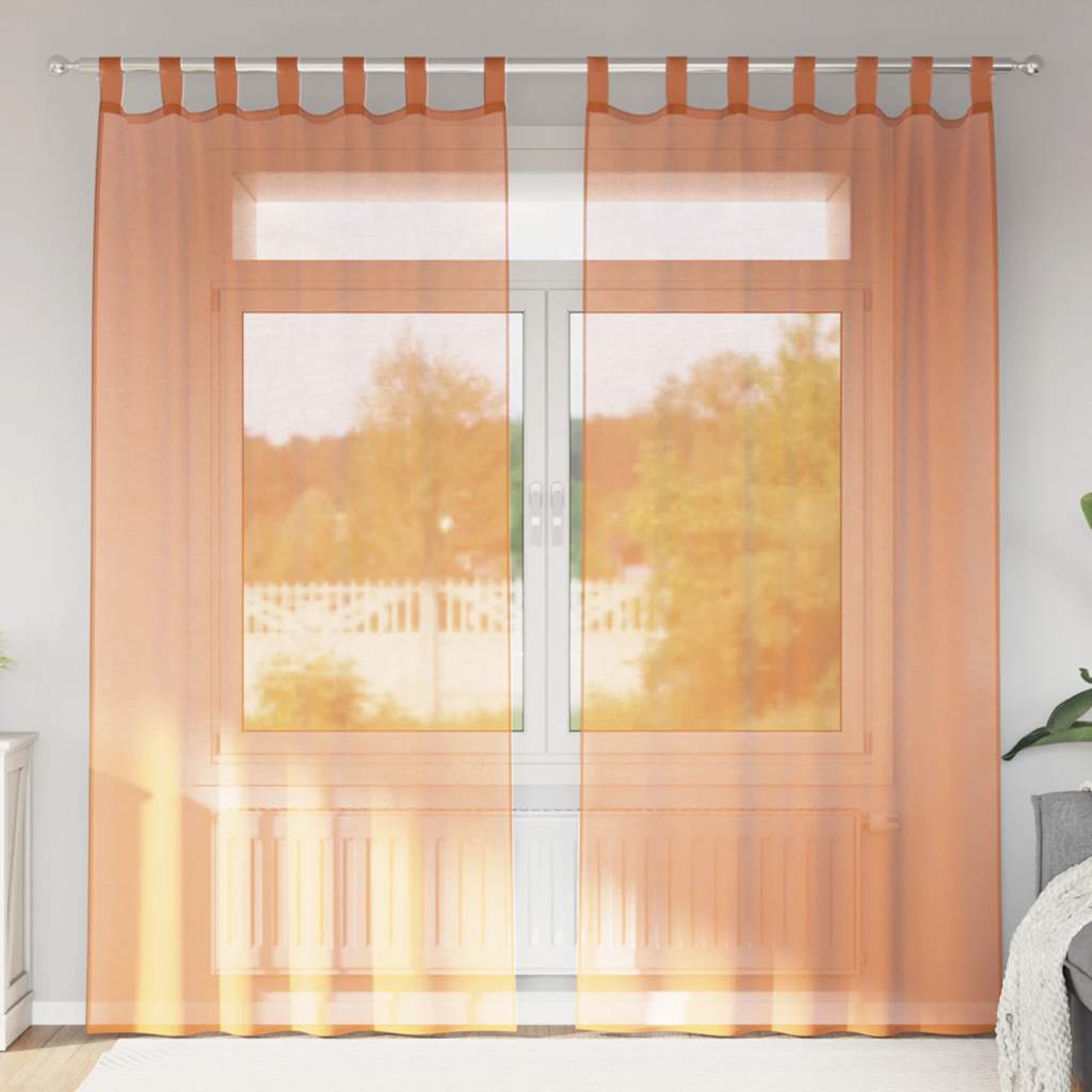 vidaXL Voile Curtains with Loops 2 pcs Terracotta 140x245 cm
