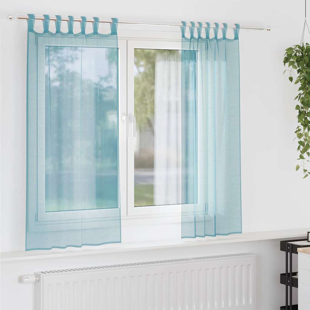 vidaXL Voile Curtains with Loops 2 pcs Turquoise 140x175 cm