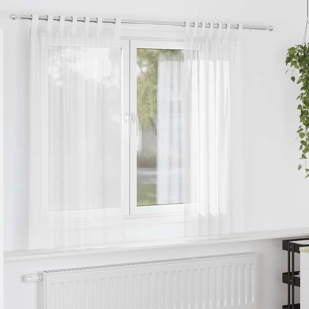 vidaXL Voile Curtains with Loops 2 pcs White 140x175 cm
