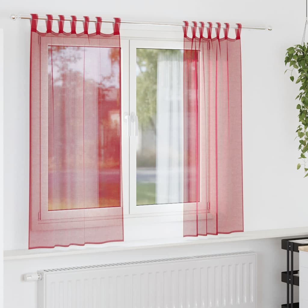 vidaXL Voile Curtains with Loops 2 pcs Wine Red 140x140 cm