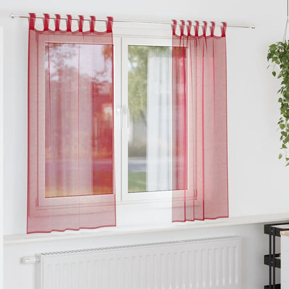 vidaXL Voile Curtains with Loops 2 pcs Wine Red 140x140 cm