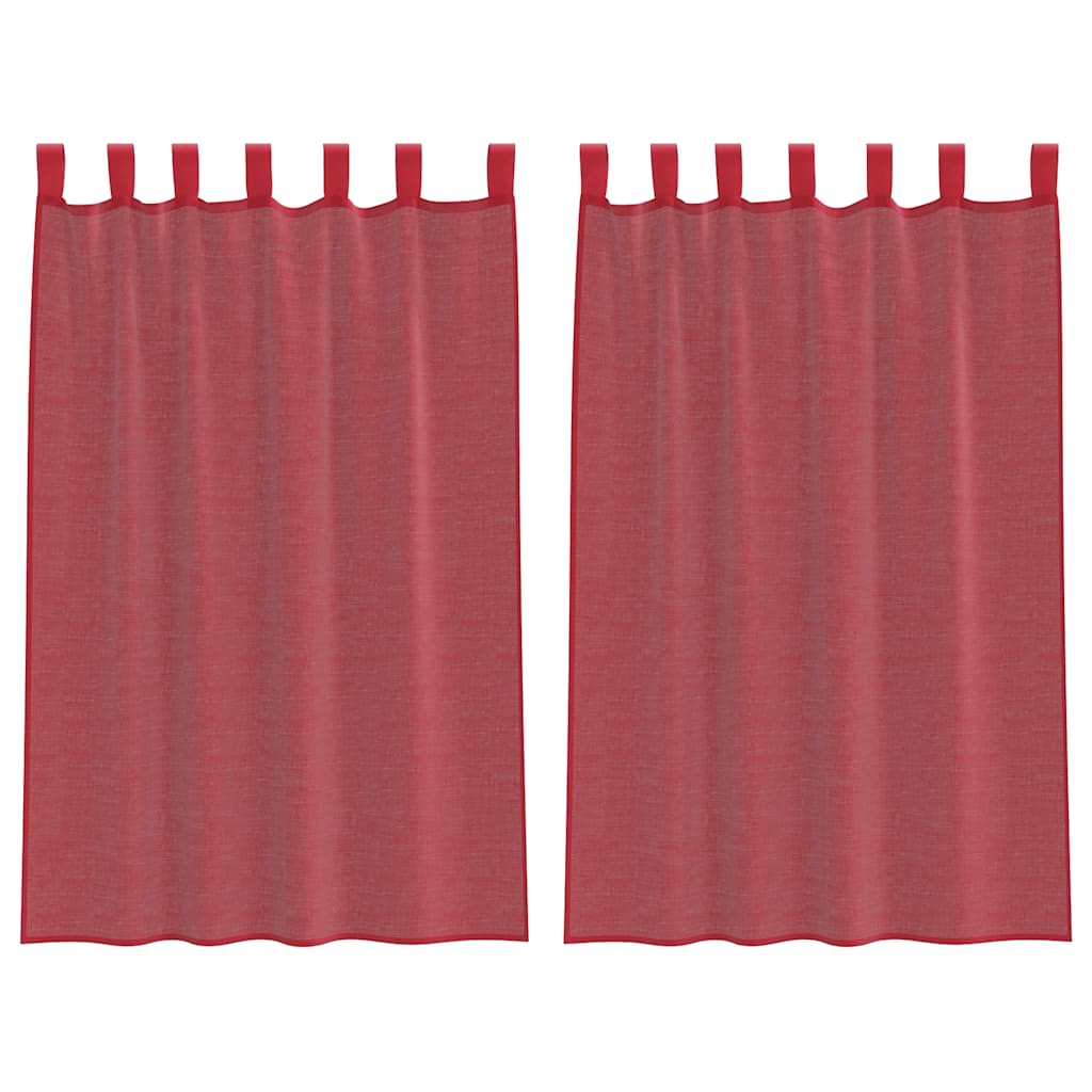 vidaXL Voile Curtains with Loops 2 pcs Wine Red 140x175 cm
